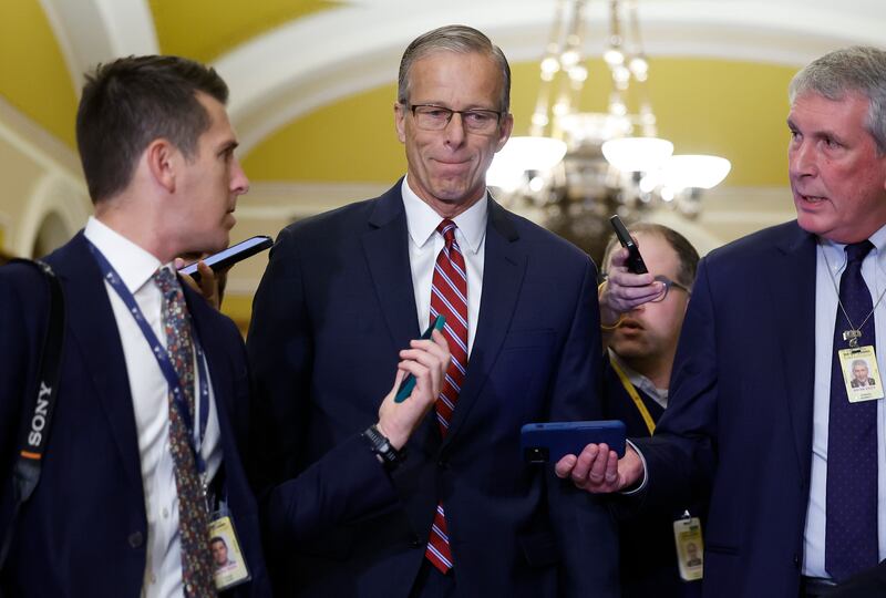 US senator John Thune  arrives for the Senate Republican leadership elections at the US Capitol. Photograph:  Kevin Dietsch/Getty Images