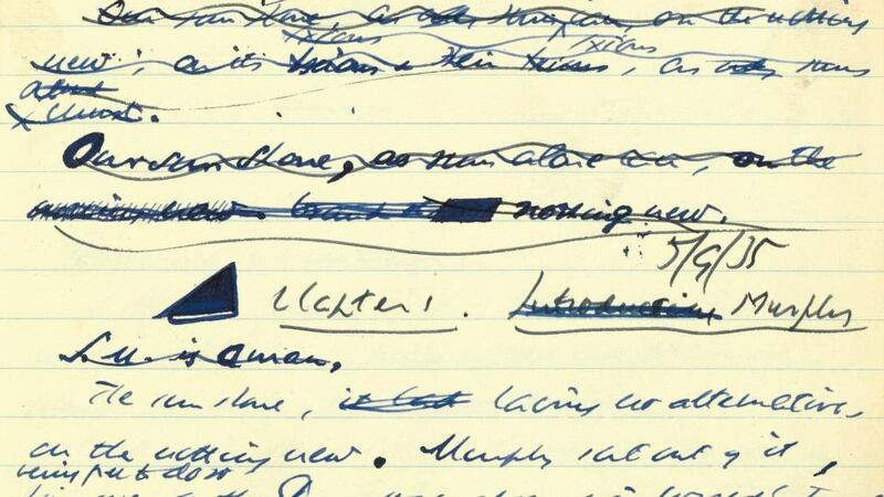 Sotheby’s undated handout photo of part of a set of Samuel Beckett jotters, regarded by literary experts as one of the 20th century’s finest manuscripts, which is expected to sell for about £1 million at auction. Photograph: Sotheby’s/PA Wire