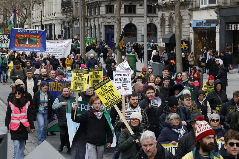 Marchers in Saturday's Le Chéile Stand Together demonstration.   Photograph: Nick Bradshaw 