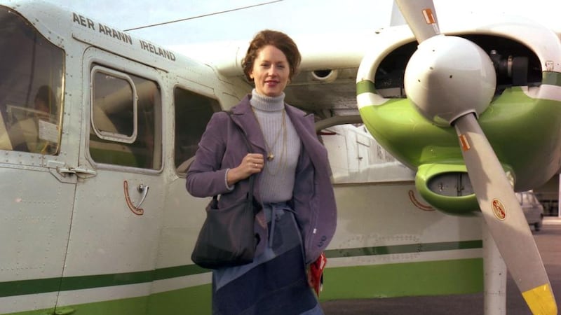 Mary O’Hara at Galway Airport before flying to the Aran Islands in 1975. Photograph: Joe O’Shaughnessy