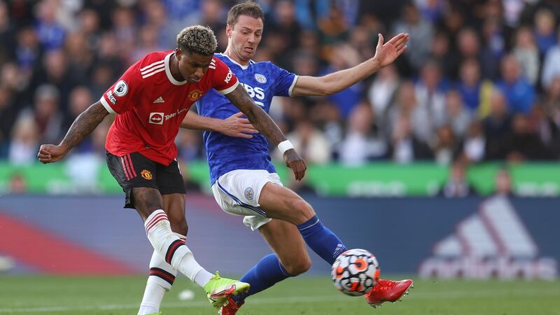 Rashford scores United’s second. Photo: Alex Pantling/Getty Images