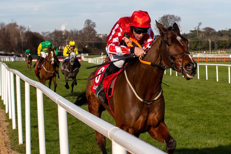 Davy Russell on Mighty Potter wins The Ladbrokes Novice Steeplechase. Photograph: Morgan Treacy/Inpho