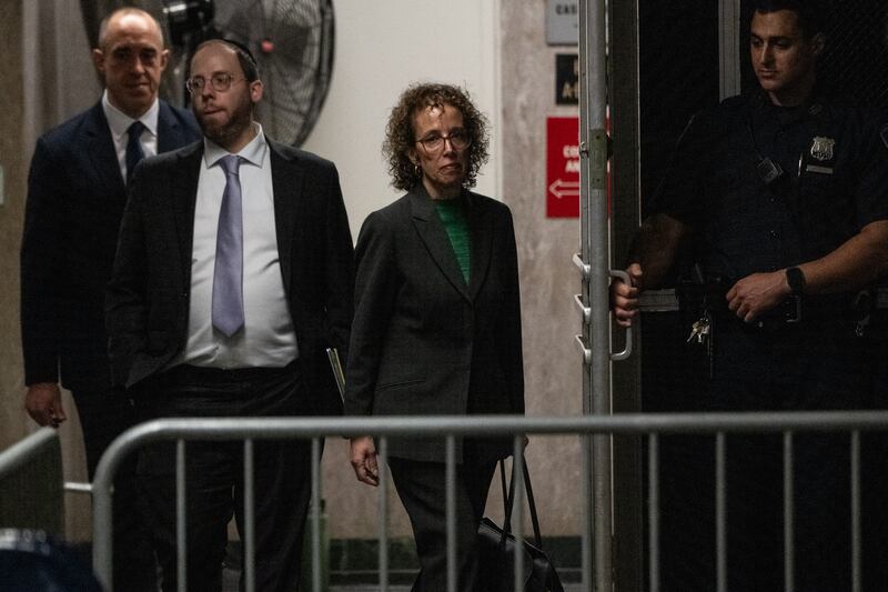 Donald Trump's attorney Susan Necheles returns to court after a break in the trial of former president Donald Trump for allegedly covering up hush money payments, at Manhattan Criminal Court, New York City, on Friday. Photograph: Victor J Blue/Getty