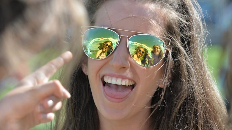 The weather is expected to turn on Saturday, with consistent rain due between 6pm and 10pm but for the moment it’s sunglasses and cider rather than wellies and water