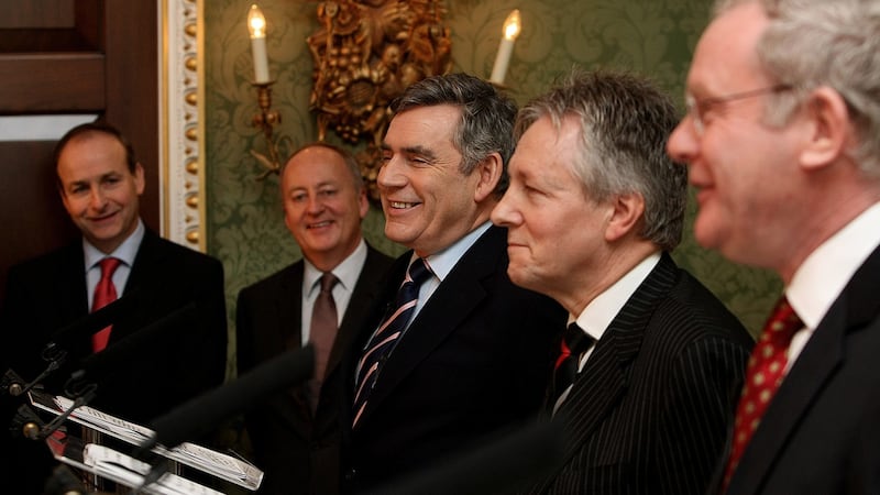 Gordon Brown at Hillsborough Castle in 2010. ‘I worked well with Micheál Martin and he was always someone who wanted to see progress.’ File photograph: Julien Behal/WPA Pool/Getty Images