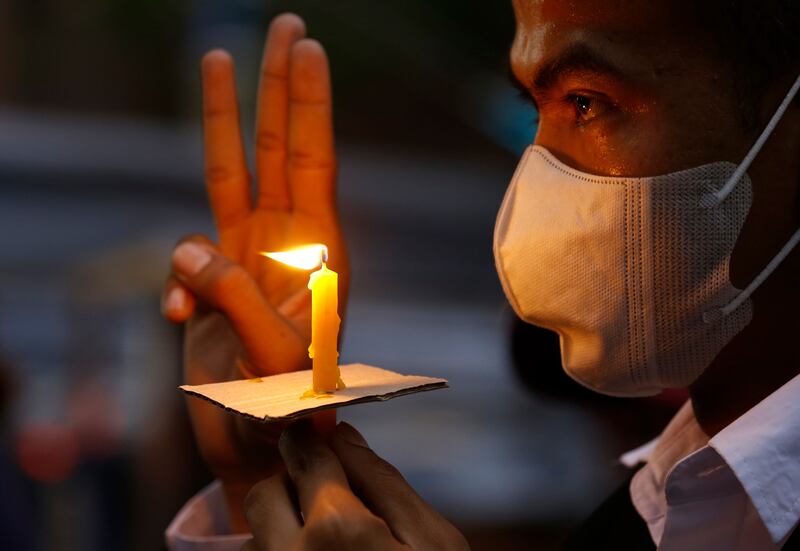 Thai democracy supporters and supporters of Move Forward Party leader and prime ministerial candidate Pita Limjaroenrat protest in Bangkok. Photograph: Narong Sangnak/EPA