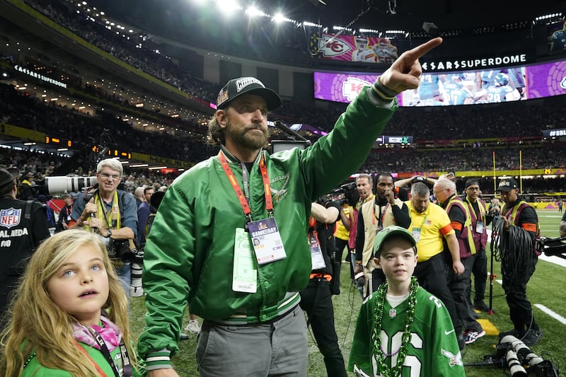 US actor Bradley Cooper walks the sidelines before the start of Super Bowl LIX. Photograph: Timothy A. Clary/AFP          