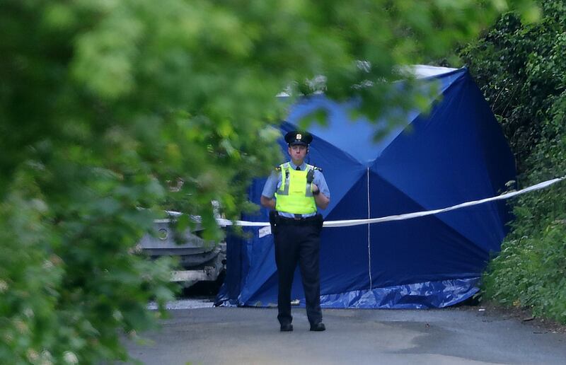 Garda at the scene of a fatal shooting at Walshestown, North Co Dublin, on Wednesday morning. Photograph:  Colin Keegan/Collins