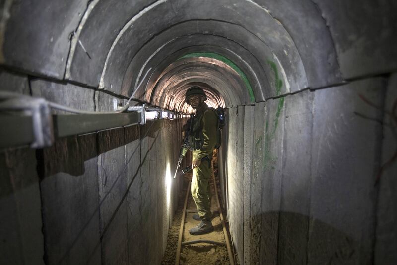 An Israeli army officer in a tunnel on the Israel-Gaza border in 2014. Photograph: Jack Guez/AP