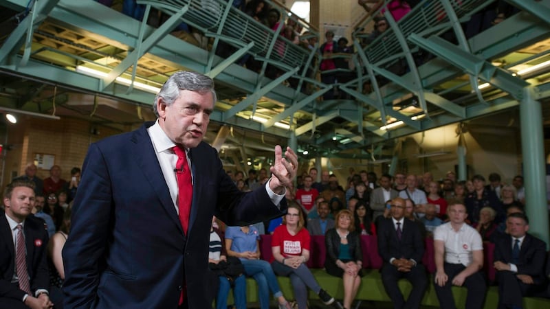 Gordon Brown delivers a speech at a ‘Remain In’ event in Leicester in June 2016. Photograph: Will Oliver/EPA