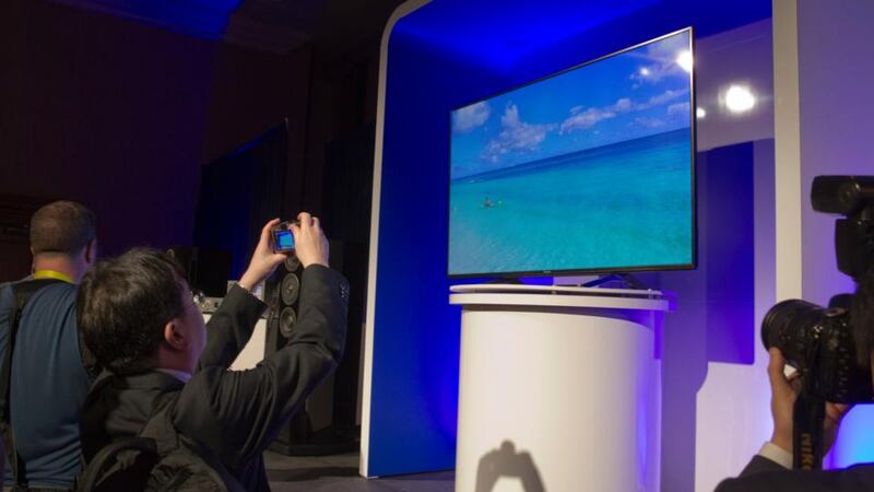 A 65-inch Panasonic CX850 4K LED ultra-HD smart TV introduced at a Panasonic news conference before the opening of the  International Consumer Electronics Show in Las Vegas. Photograph: Steve Marcus/Reuters