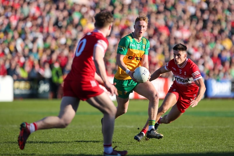 Derry have struggled for form this year and won't expect any clemency from Donegal. Photograph: Lorcan Doherty/Inpho 