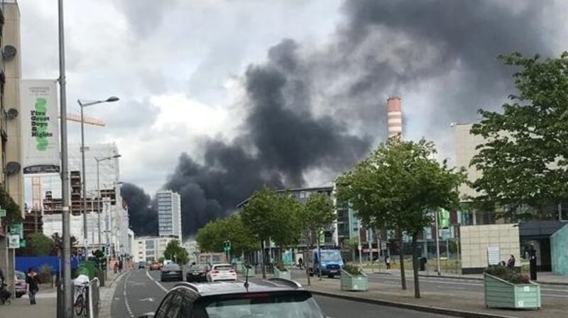 Dublin Fire Brigade says smoke from the blaze can be seen across Dublin  city leading to a large number of 999 calls.