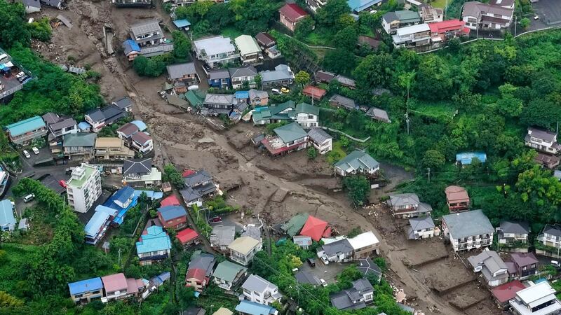 The mudslide at Izusan in Atami. Photograph: Kyodo News via AP