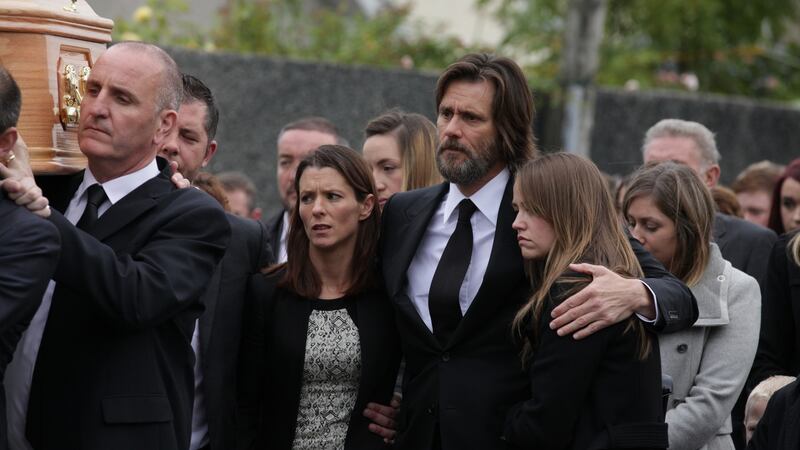 Jim Carrey attends The Funeral of Cathriona White on October 10, 2015 in Cappawhite, Tipperary, Ireland. Photograph: by Debbie Hickey/Getty Images