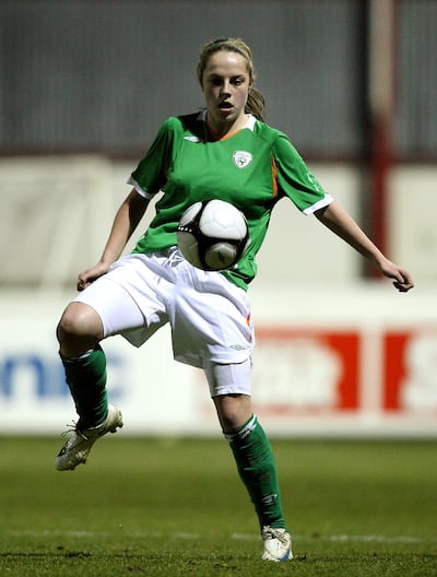 Julie-Ann playing for the Republic of Ireland senior team in February, 2010, aged 18. Photograph: Lorraine O'Sullivan/INPHO