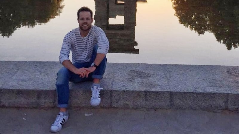 Brendan Boyle at Templo de Debod in Madrid before he was confines to barracks