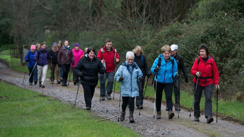 Nordic walking group, in the grounds of Kilruddery House in Bray. Photograph: Dave Meehan