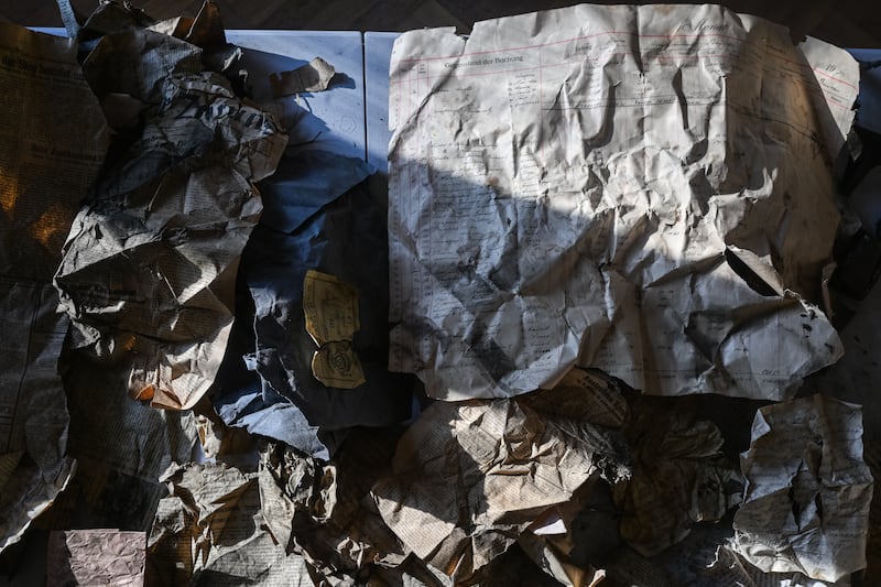 War-era Nazi newspapers found in House 88. Photograph: Omar Marques/Getty Images