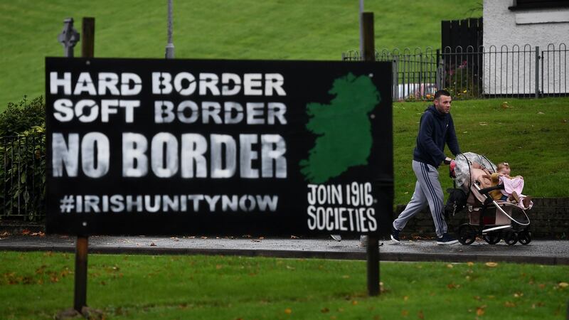 ‘The potential chaos and uncertainties of a no-deal Brexit have led everyone to assume a way will be found to avoid it. So far this has not happened.’ An anti-border poster in Derry. Photo by Charles McQuillan/Getty Images