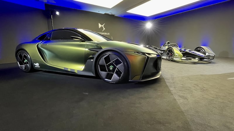 DS E-Tense Performance coupe prototype features a drivetrain from a Formula E race car in a carbon-fibre monocoque.