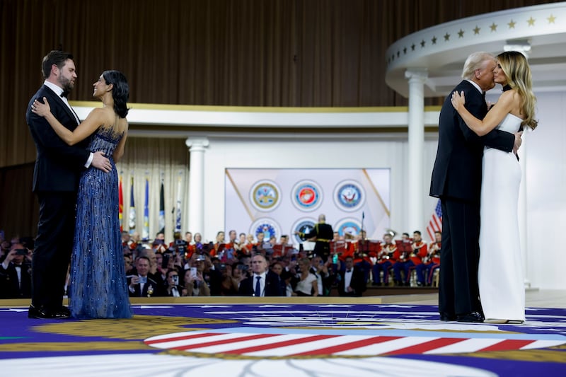 JD Vance, Usha Vance, Donald Trump and Melania Trump dance at the Commander-in-Chief Ball. Photograph: Anna Moneymaker/Getty Images/Bloomberg