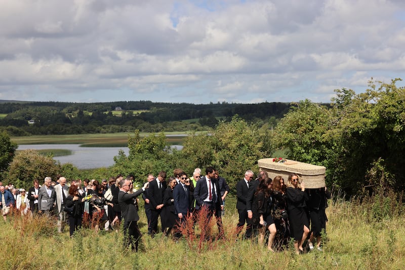 Edna O’Brien funeral to the burial ground on Holy Island, Co. Clare. 
Photograph: Dara Mac Dónaill / The Irish Times