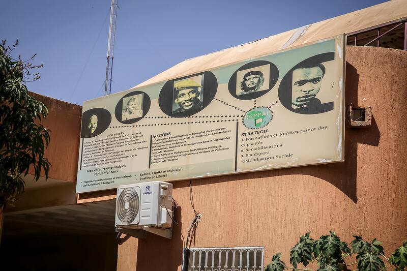 The headquarters of  the Pan-African Network for Peace, Democracy, and Development (REPPAD) and M62 in Niamey, Niger. Photograph: Sally Hayden.