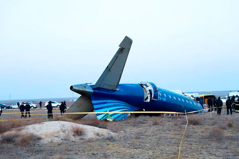 The crash site in Aktau. Photograph: Administration of Mangystau Region/AP