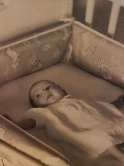 A photo provided by Connie Moultroup of her as an infant. Moultroup and her biological mother, Genevieve Purinton, were reunited after nearly 70 years.