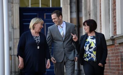 Karl Deeter, chief executive of online mortgage firm onlineapplication.com, with Angela Black, CEO of the Citizens' Information Board, and Claire Feeney, of the Housing Agency. Photograph: Dara Mac Dónaill