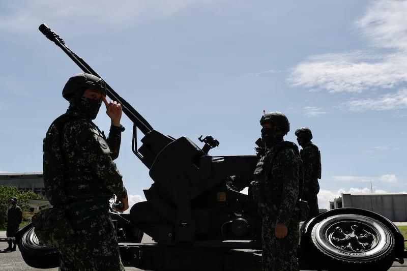 Taiwanese soldiers take part in a combat readiness exercise in Hualien on August 18th. Photograph: Ritchie B Tongo/EPA-EFE