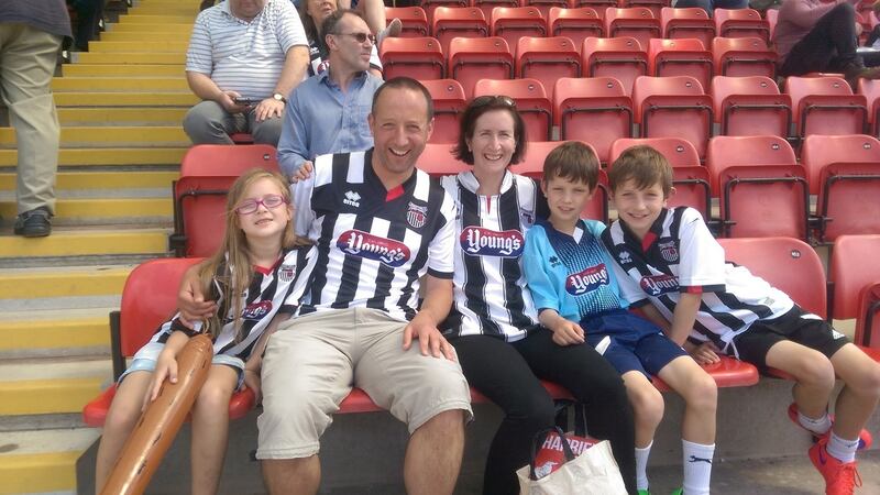 Peter Anderson with his wife Louise and kids, Elizabeth, Jamie and Sean at a Grimsby match.