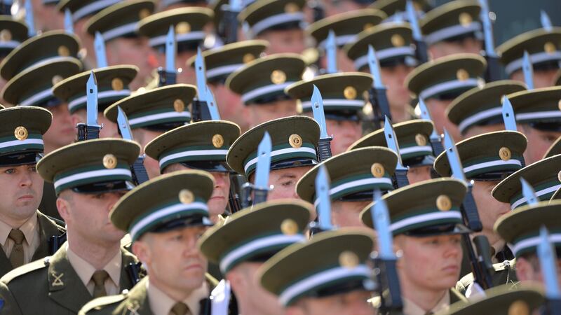 Members of the Defence Forces pass the GPO in Dublin. Photograph: Alan Betson/The Irish Times