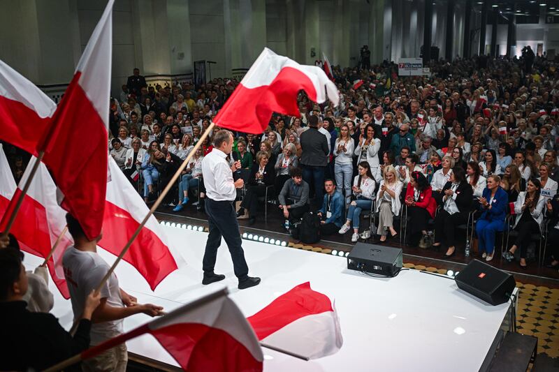 Donald Tusk told voters that, if elected, he would restore the rights taken from women in Poland in recent years. Photograph: Omar Marques/Getty Images