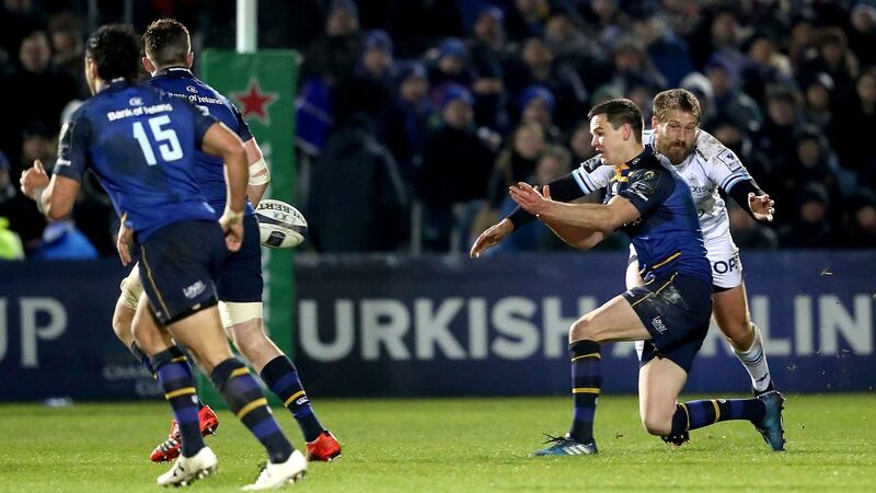 Johnny Sexton underwent and passed a HIA within five minutes of leaving the field following a high tackle by Frans Steyn in the Leinster v Montpellier game in January. Photograph: Dan Sheridan/Inpho