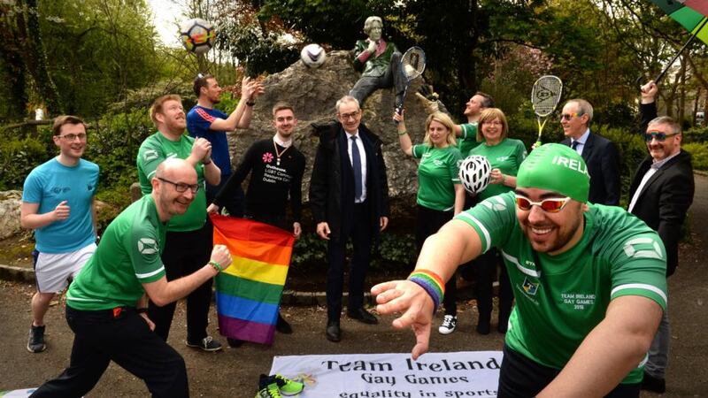 Members of Team Ireland getting ready for  10th Gay Games 2018 in Paris. Photograph: Dara Mac Dónaill / The Irish Times