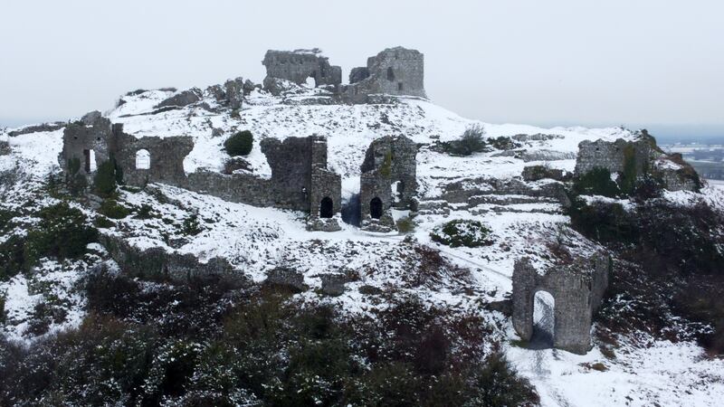 A general view of the Rock of Dunamaise ruins after heavy snow fall in Stradbally Co Laois on Thursday. Photograph: Niall Carson/PA