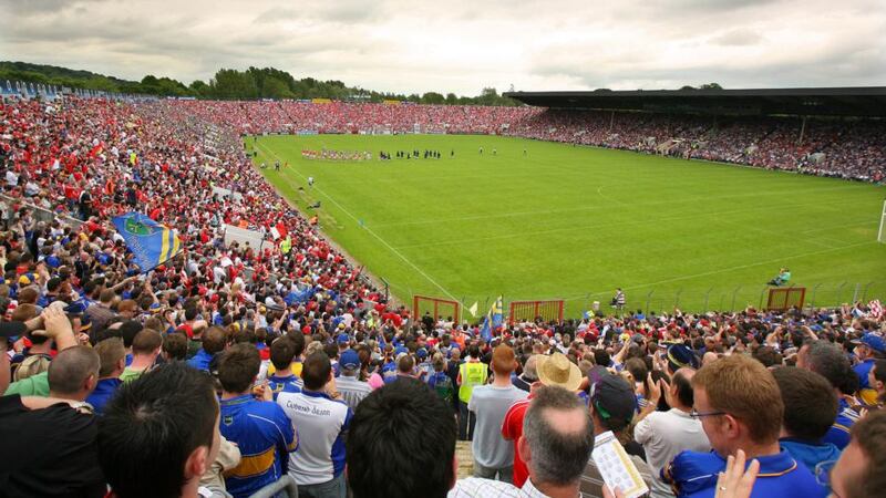 Cork v Tipperary in 2008: Fans look on as both teams line-up. Photograph: Inpho