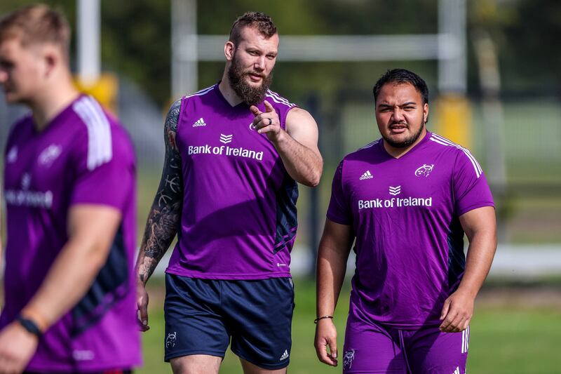 Munster squad training in Cape Town, South Africa: RG Snyman and Roman Salanoa will be pivotal to the province's hopes of success against the Stormers. Photograph: Steve Haag Sports/Inpho