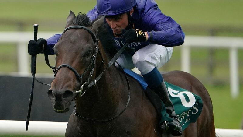 William Buick on Pinatubo as he stunned the crowd at the Curragh on Sunday. Photograph: Alan Crowhurst/Getty