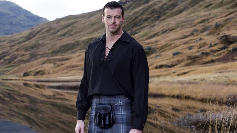 A photograph of a man modelling German discounter Lidl’s Highland wear. Photograph: PA Wire