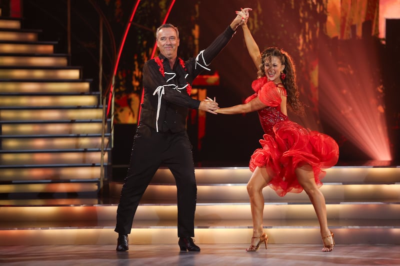 Chef Kevin Dundon with his dance  partner Rebecca Scott during Dancing with the Stars. Photograph: Kyran O’Brien/kobpix