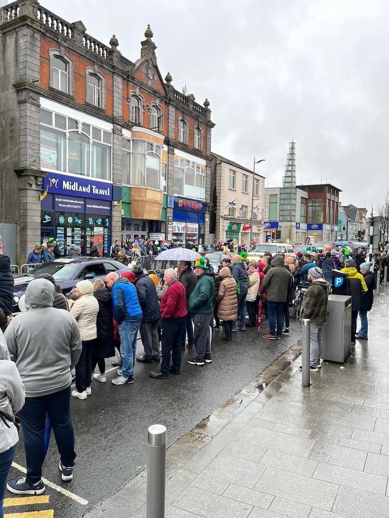 The 2023 St Patrick's Day parade in Tullamore, Co Offaly on Friday. Photograph: Vivienne Clarke