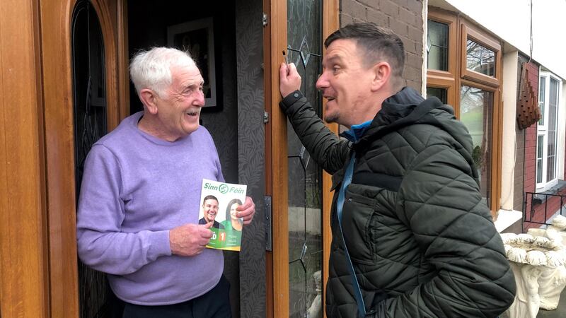 Dublin Mid West canvass  Sinn Féin Dublin Mid West byelection candidate Mark Ward canvasses Brian Cooney (73) in Oatfield, Clondalkin   Fiach Kelly Deputy Political Editor