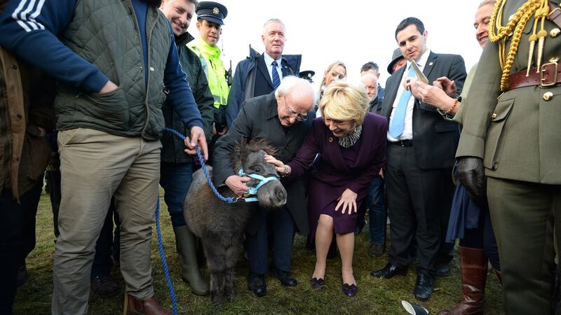 President Michael D Higgins officially opened  the Ballinasloe Fair & Festival, with his wife Sabina. Photograph: Dara Mac Dónaill