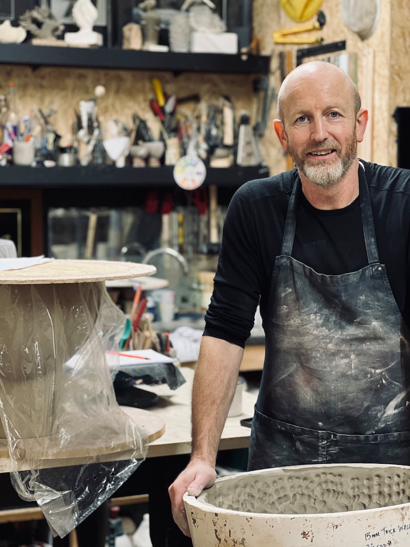 Noel Donnellan in his Co Limerick studio. The specialist decorative effects painter turned vessel maker recently showed his work at international craft fair, Collect, London