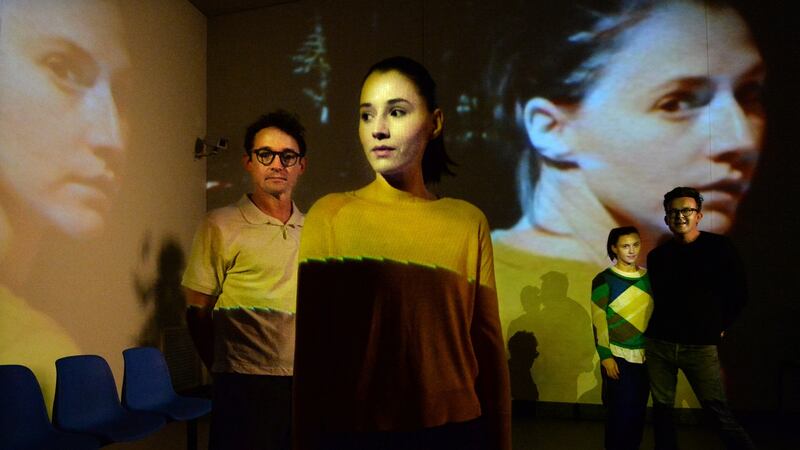 Hugh O’Conor, Charlie Murphy, Oona Doherty and director Enda Walsh in  Arlington.  Photograph: Cyril Byrne