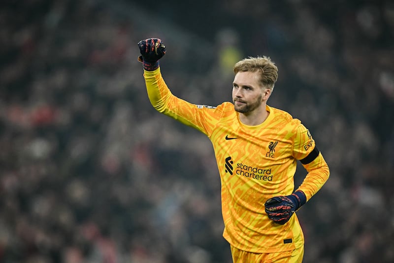 Kelleher during Liverpool's Champions League match against Bayer Leverkusen on November 5th, 2024. Photograph: Paul Ellis/AFP via Getty Images