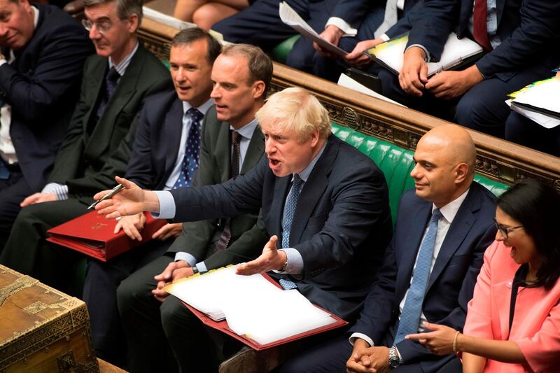 Brexit battle: Boris Johnson responds to Jeremy Corbyn on Wednesday. Photograph: Jessica Taylor/ UK Parliament/AFP/Getty